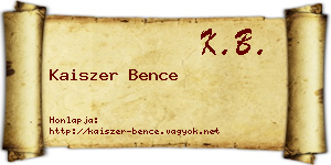Kaiszer Bence névjegykártya